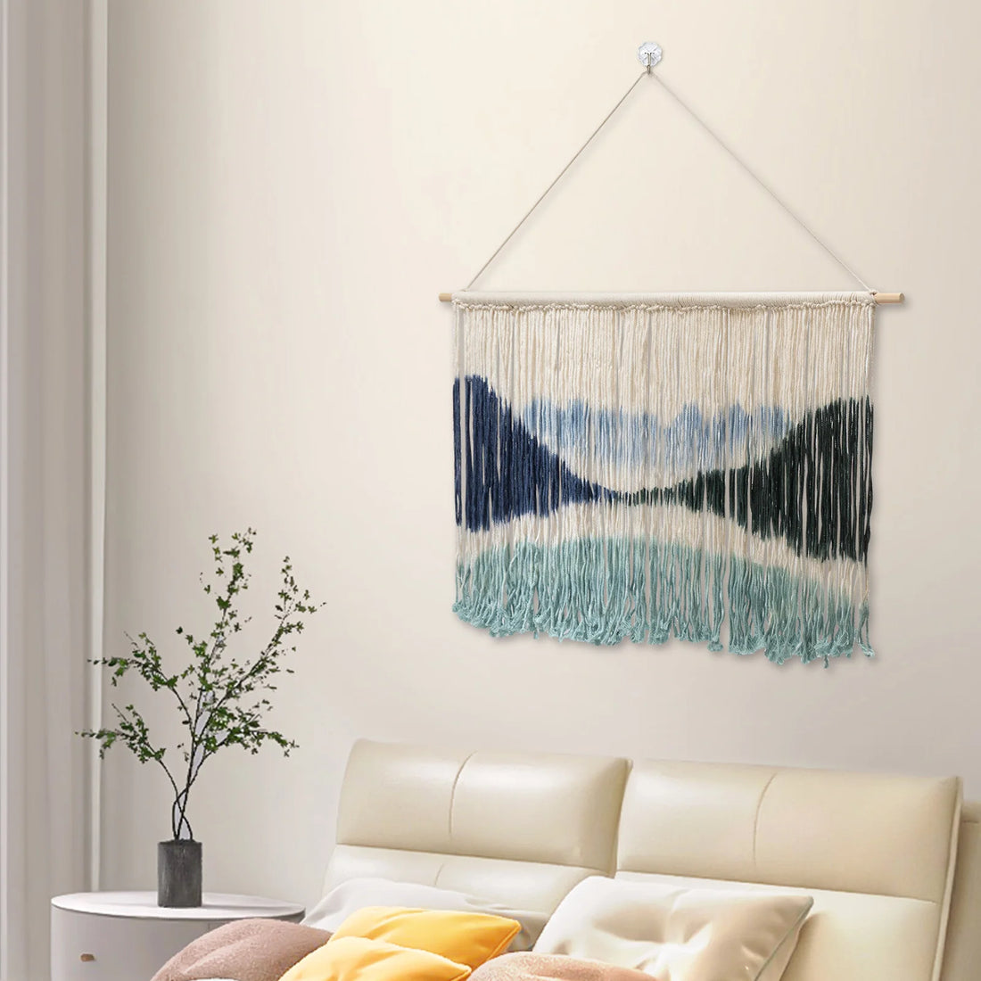 Modern Nature Macrame Wall Hanging 43x28in Dip Dye Tapestry for Home & Office