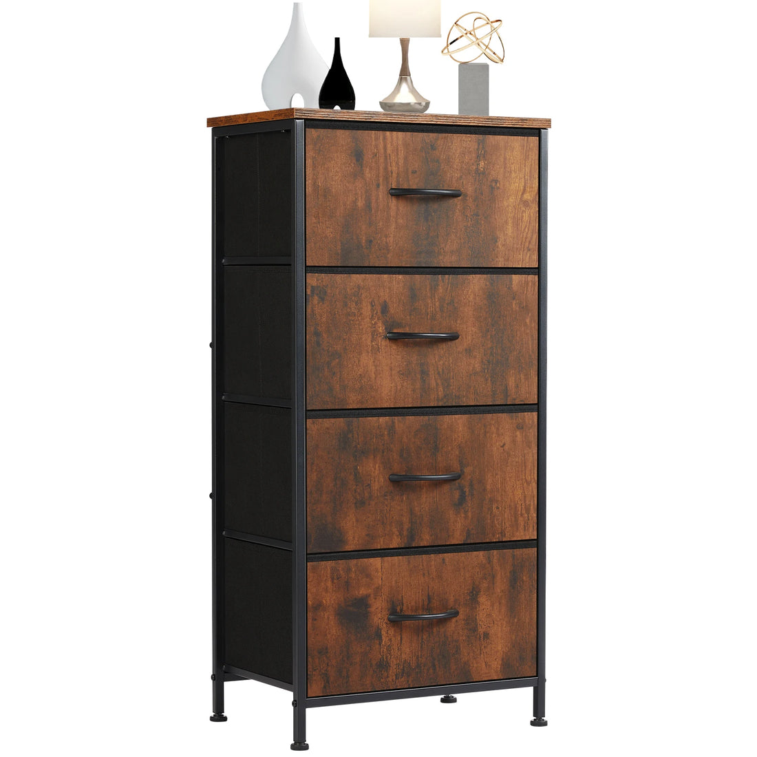 JHK 4-Drawer Fabric Dresser for Bedroom with Steel Frame Storage Cabinet