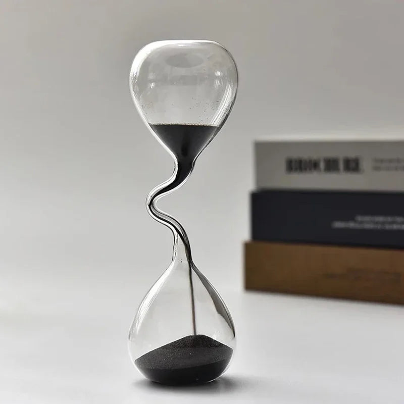 Curve Design Black Hourglass Sand Clock - Modern Home Decor Ornament