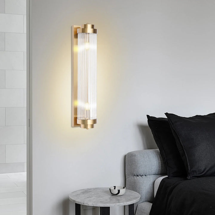 Modern Brass Wall Sconce with Clear Glass Vanity Light Fixture for Bathroom, Bedroom, Hallway