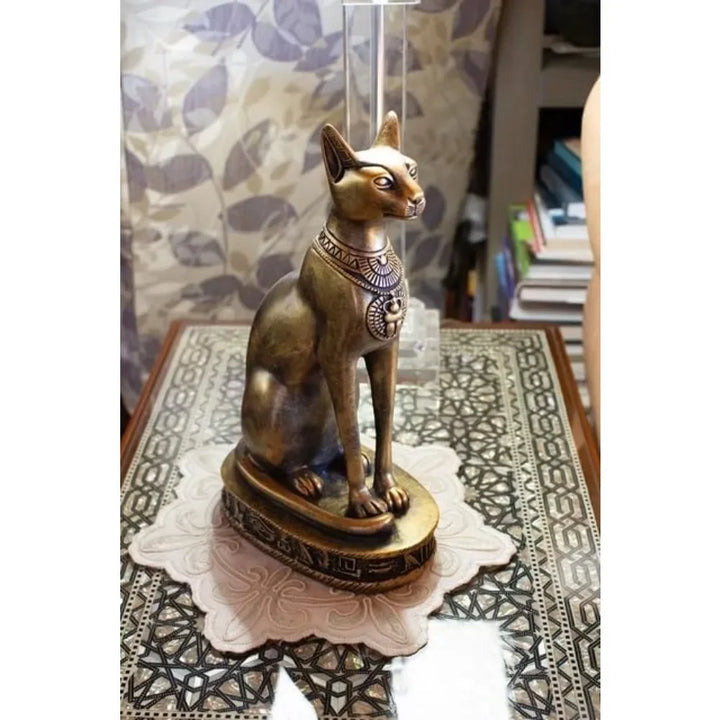 Cat Goddess Statue - 8" Bronze - Egyptian Home Decor Sculpture