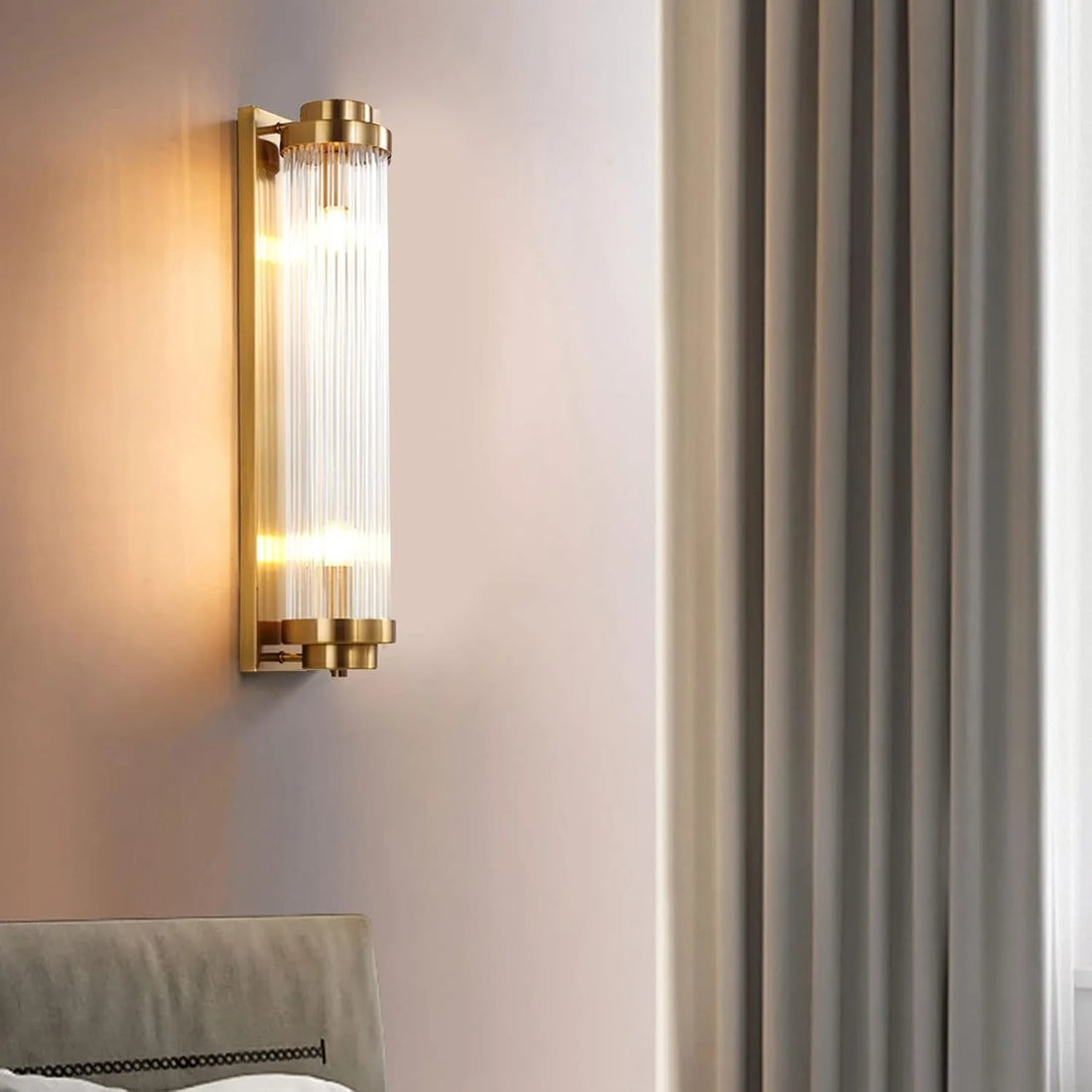 Modern Brass Wall Sconce with Clear Glass Vanity Light Fixture for Bathroom, Bedroom, Hallway