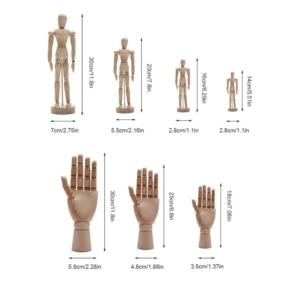 Wood Manikin Flexible Jointed Artist Hand Model for Sketching & Painting