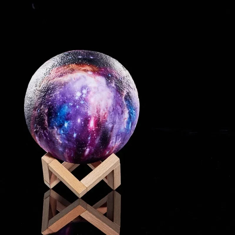 3D Printing Lunar Night Light – Moon Globe Lamp with Wooden Stand