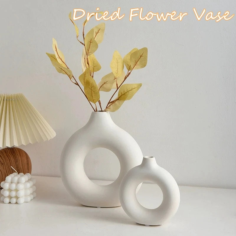 Imitation Ceramic Pure White Donut Vase