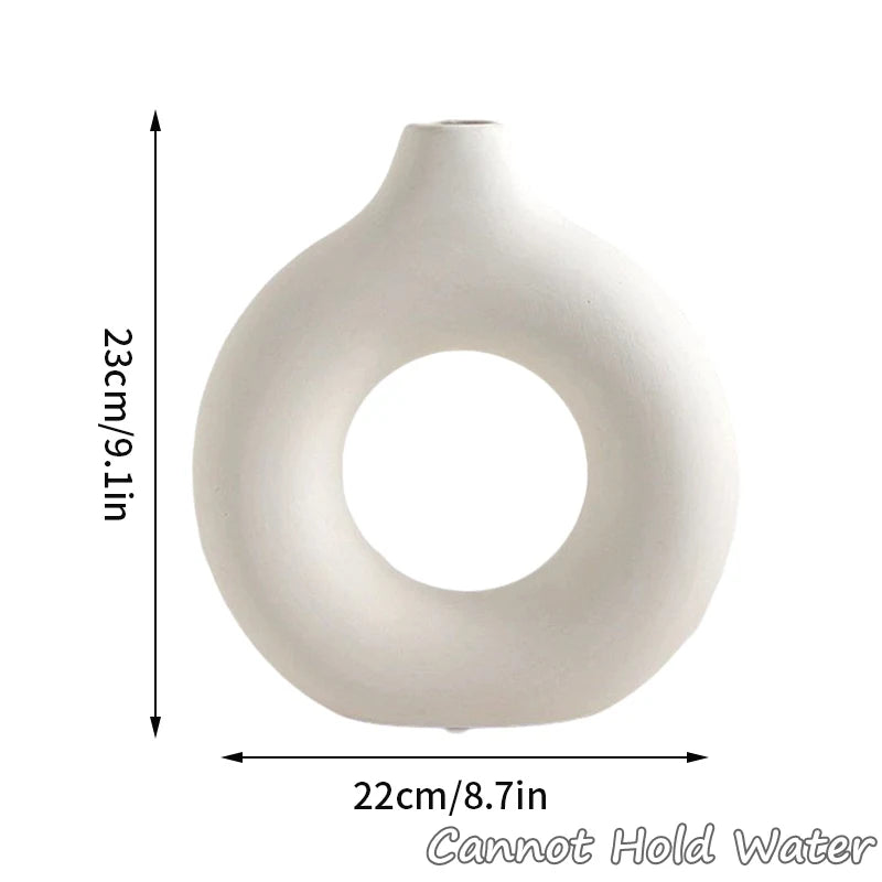 Imitation Ceramic Pure White Donut Vase