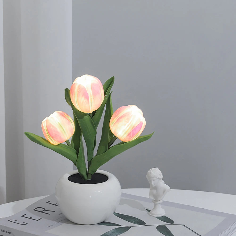 LED Tulip Night Light Fake Flower Table Lamp – Home Decor Ornament