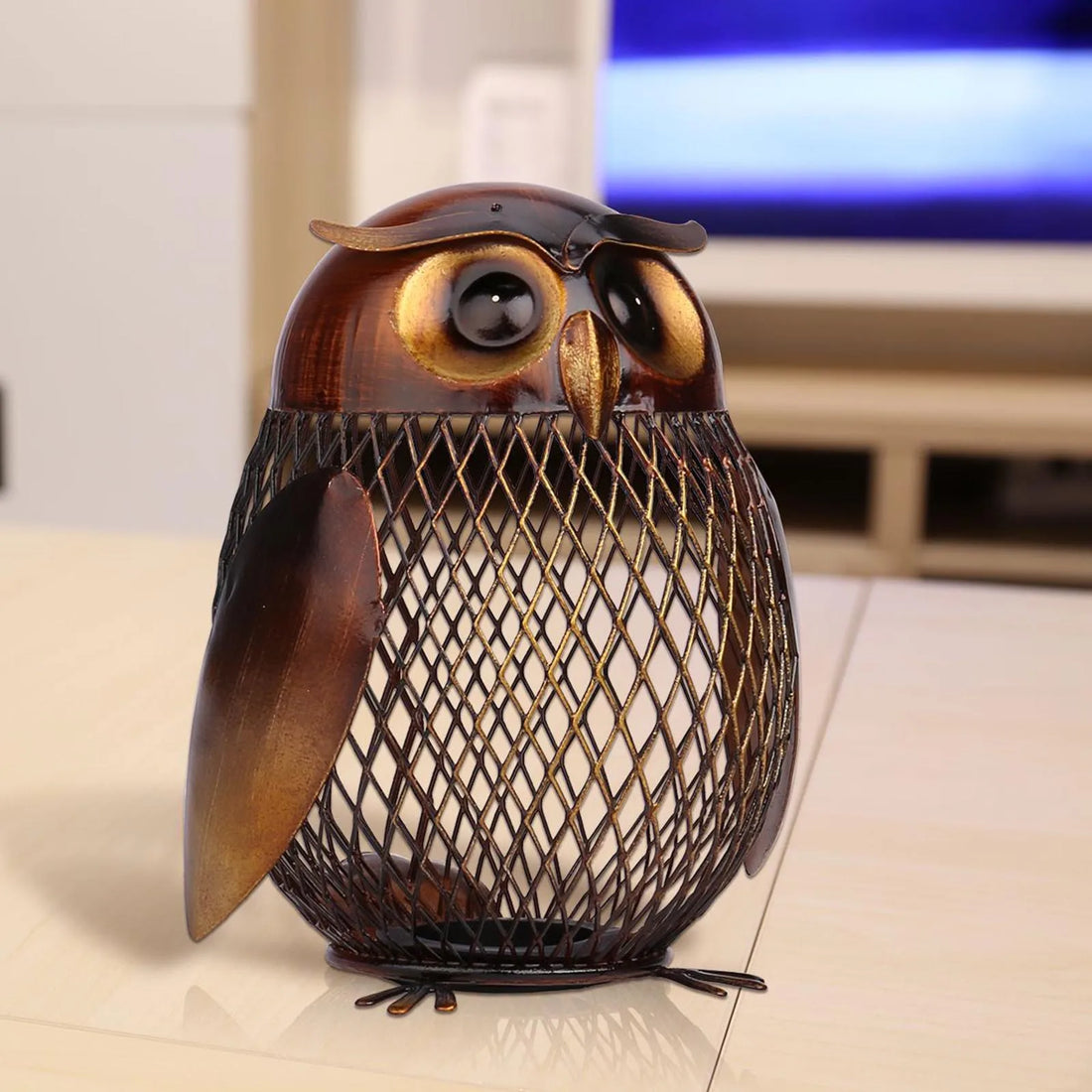 TOOARTS Owl Shaped Metal Coin Money Box - Cute Home Decor & Christmas Gift for Kids