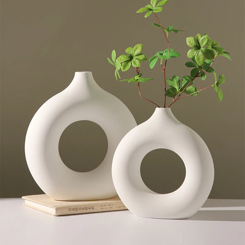 Imitation Ceramic Pure White Donut Vase