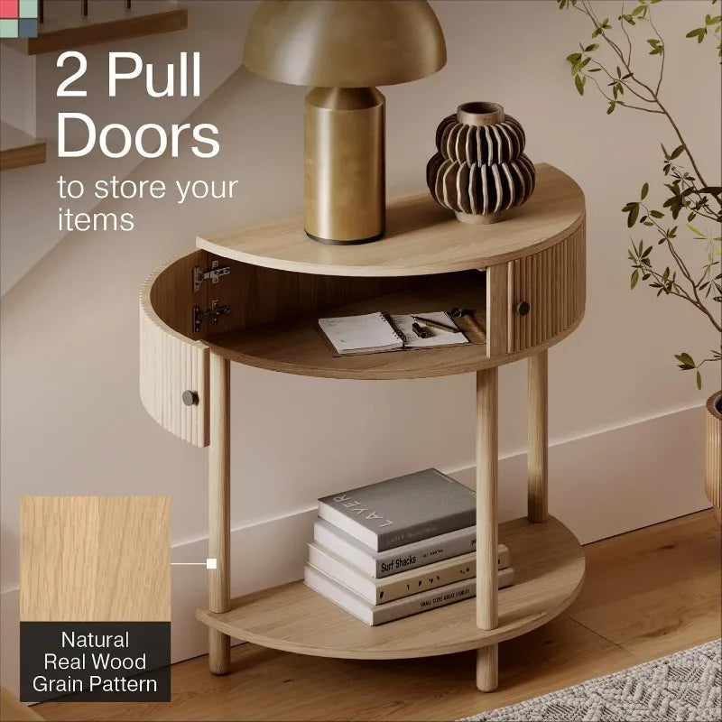 Fluted Half Moon Console Table – Small Entry Table for Modern Living Rooms