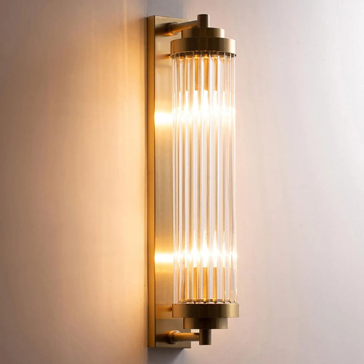 Modern Brass Wall Sconce with Clear Glass Vanity Light Fixture for Bathroom, Bedroom, Hallway