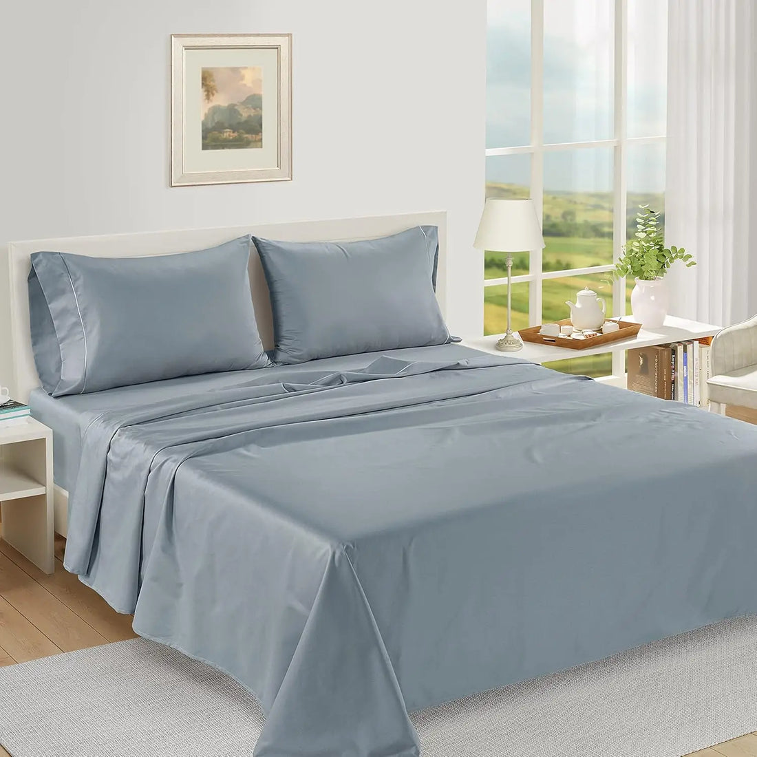 Lane Linen 100% Egyptian Cotton Queen Sheet Set – 1000 Thread Count, Sateen Weave