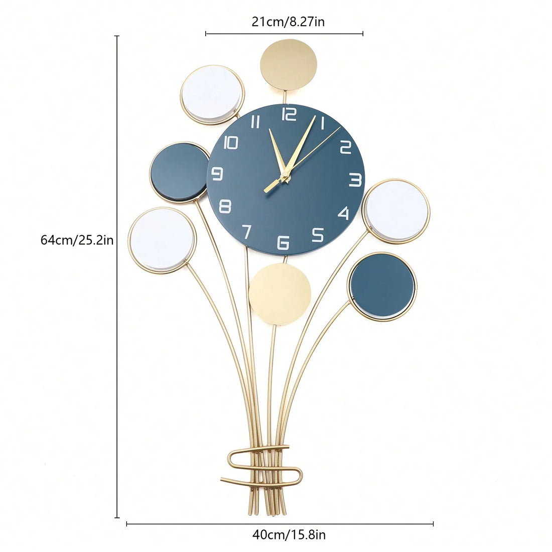 Large Wall Clock - Battery Operated Silent, No Drilling, Hot Air Balloon Design