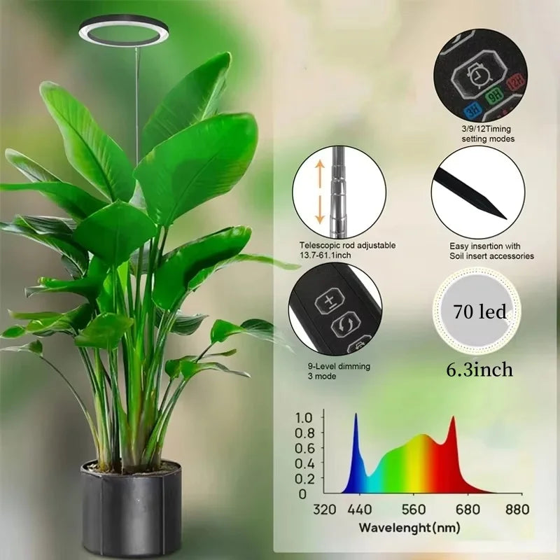 165cm Height Adjustable LED Grow Light – Full Spectrum for Indoor Plants