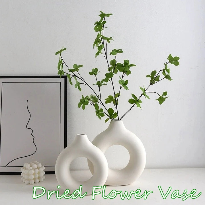 Imitation Ceramic Pure White Donut Vase