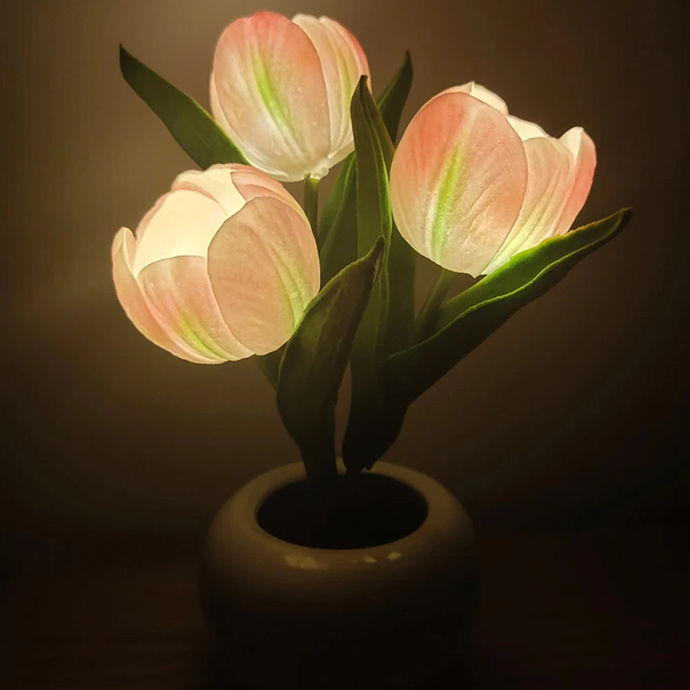 LED Tulip Night Light Fake Flower Table Lamp – Home Decor Ornament