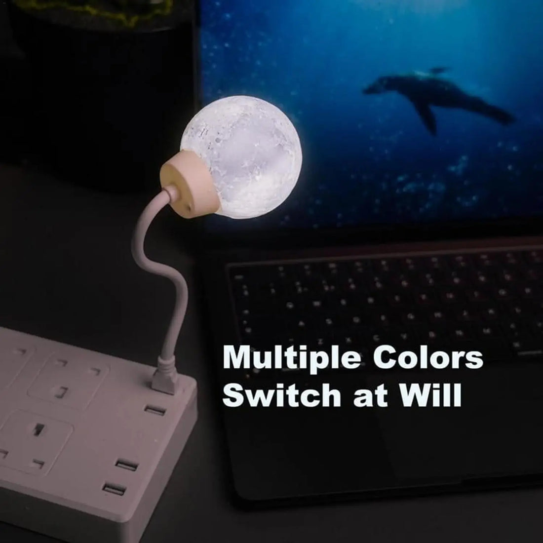 USB Plug-in 3 Color Temperature Voice Control Flexible Gooseneck Moon Night Light