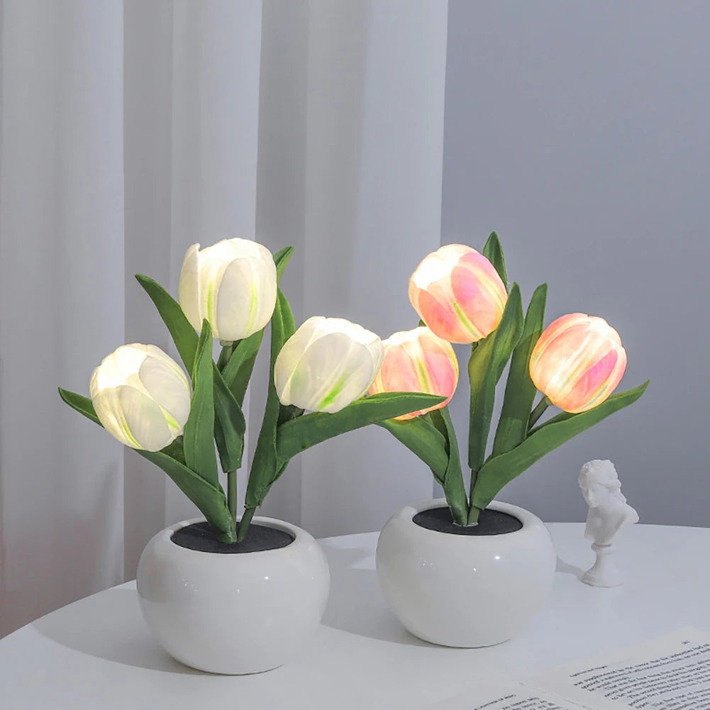 LED Tulip Night Light Fake Flower Table Lamp – Home Decor Ornament