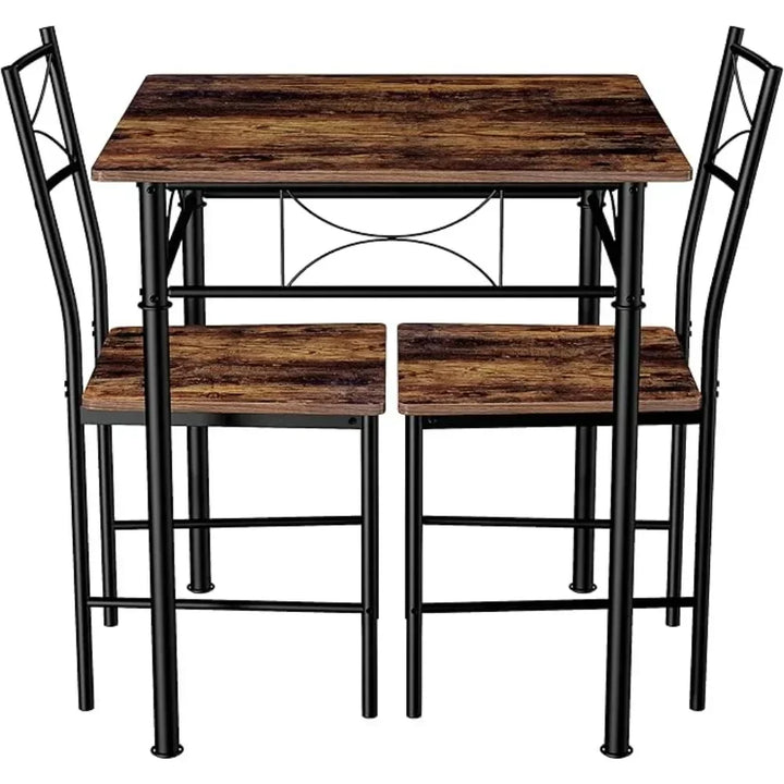 3-Piece Modern Dining Table Set – Wood & Metal Kitchen Furniture