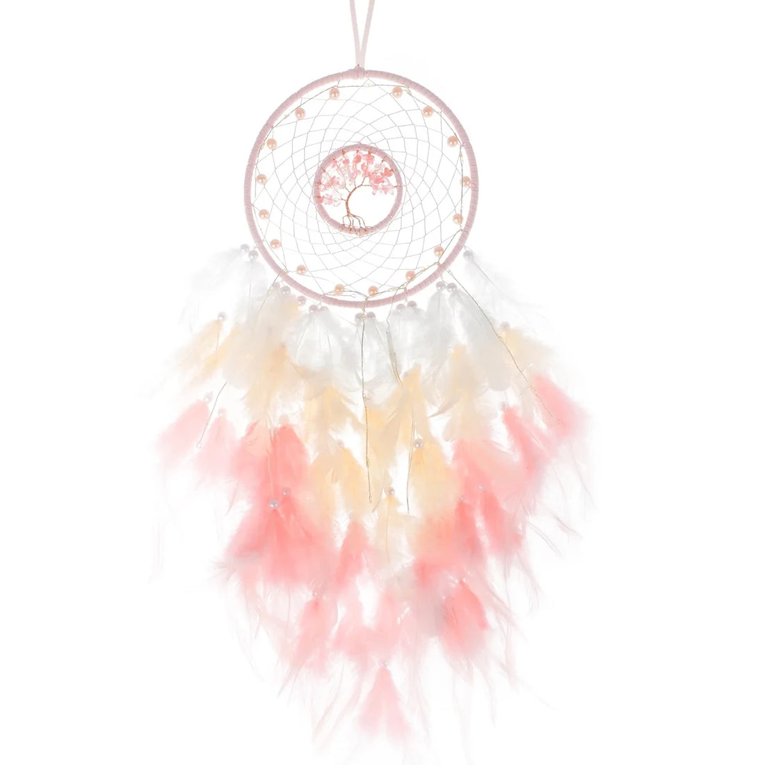 Pink Dream Catcher Handmade Feather Wall Decoration