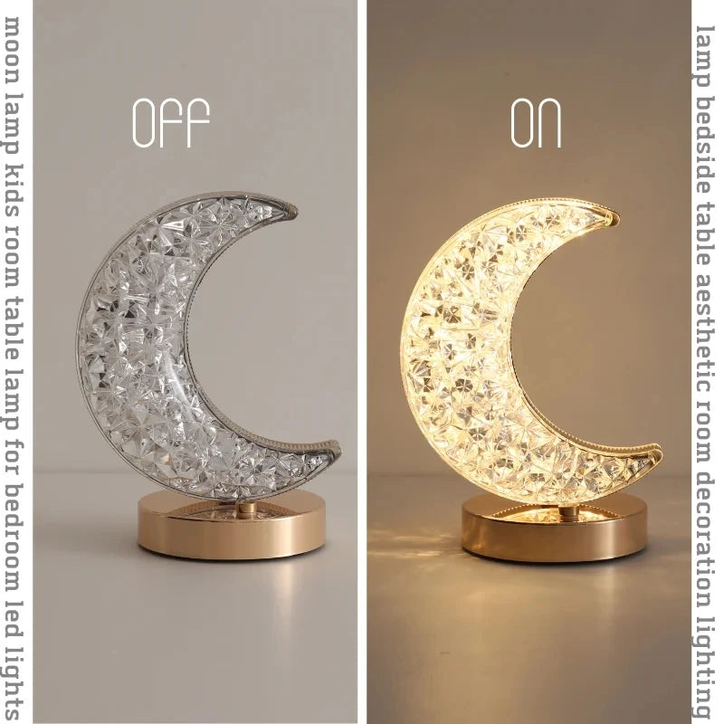 Crystal Touch Dimming Night Light - 3D Moon Lamp for Bedroom Decor