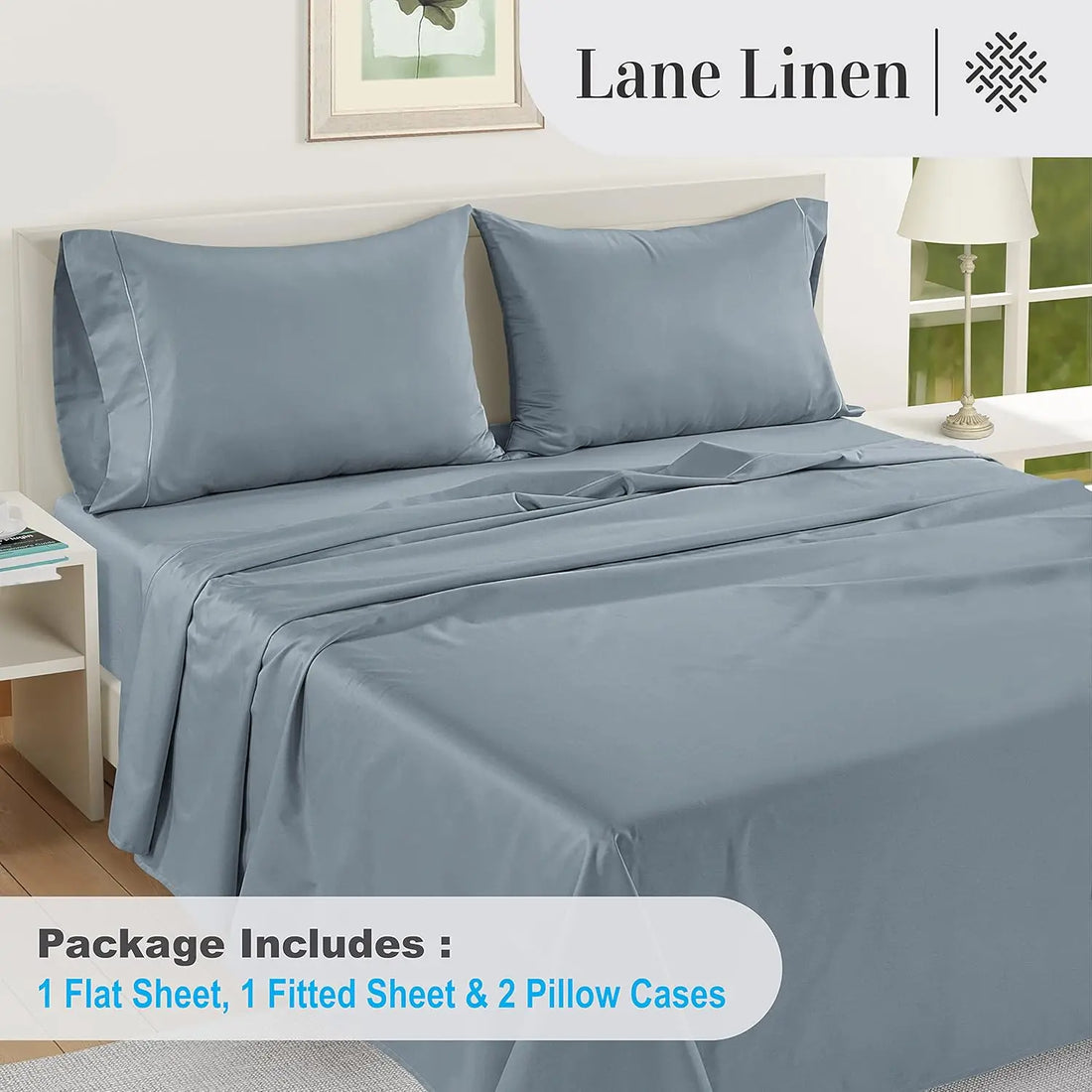 Lane Linen 100% Egyptian Cotton Queen Sheet Set – 1000 Thread Count, Sateen Weave