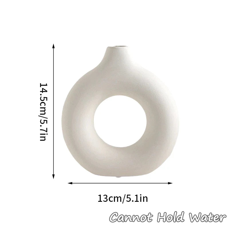 Imitation Ceramic Pure White Donut Vase