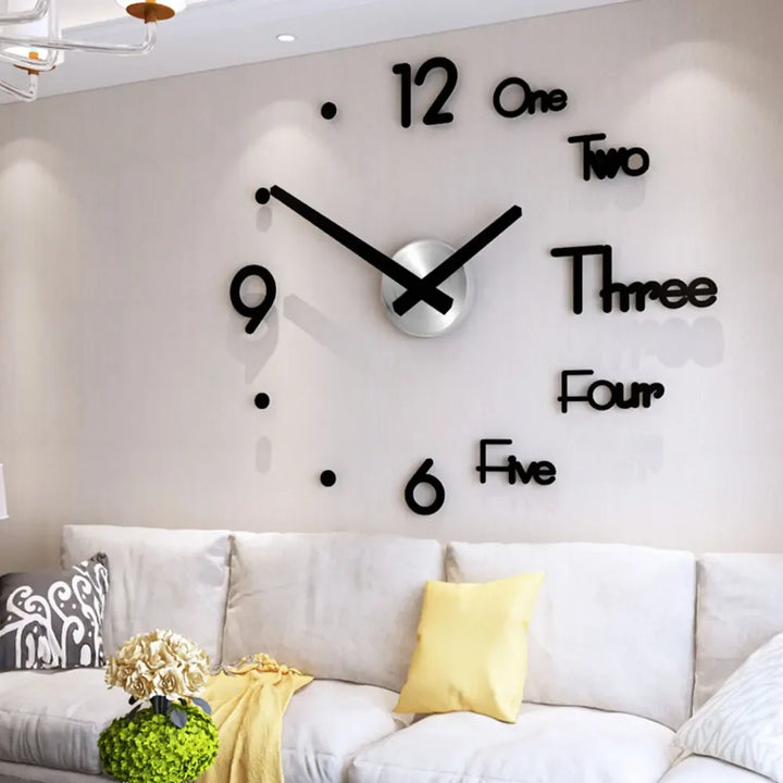 3D DIY Wall Clock – Large Mirror Stickers, Modern Home Décor