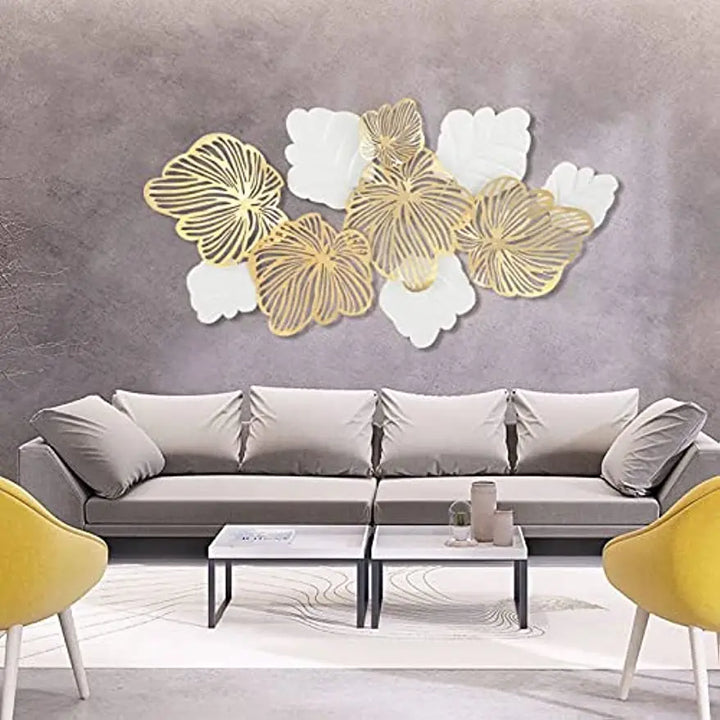 3D Metal Wall Art "Gold Flower Blooming" – Handmade Modern Home Decor