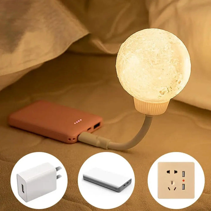 USB Plug-in 3 Color Temperature Voice Control Flexible Gooseneck Moon Night Light