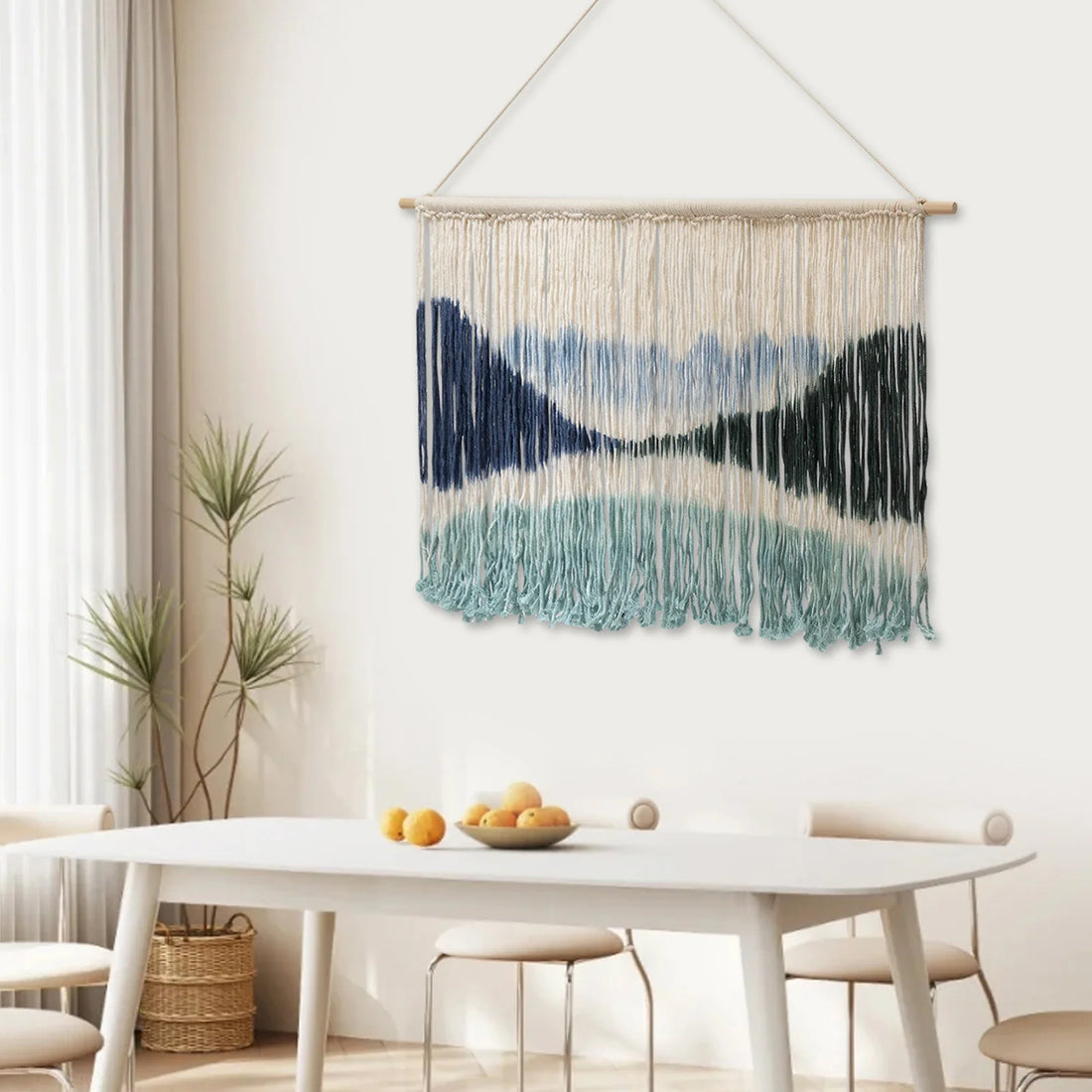 Modern Nature Macrame Wall Hanging 43x28in Dip Dye Tapestry for Home & Office