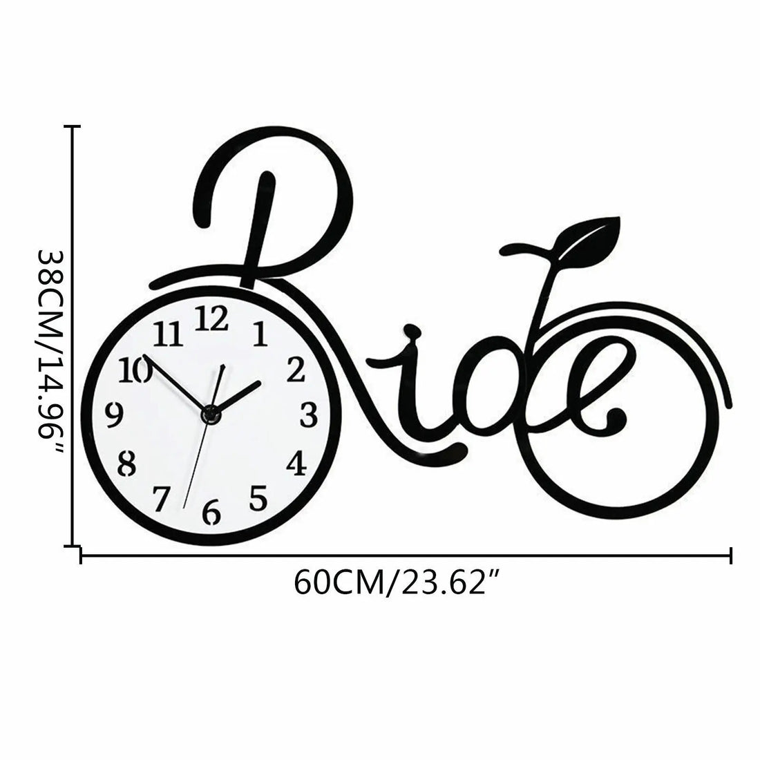 Modern Bike Shaped Wall Clock - Black Art Decor for Living Room, Bedroom, Office