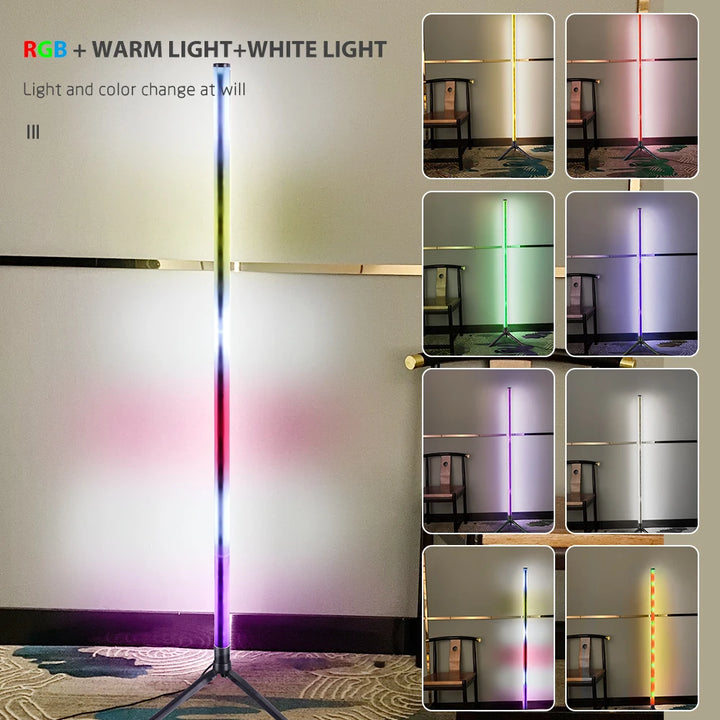 RGB Corner Floor Lamp – Dimmable Ambient Lighting for Bedroom