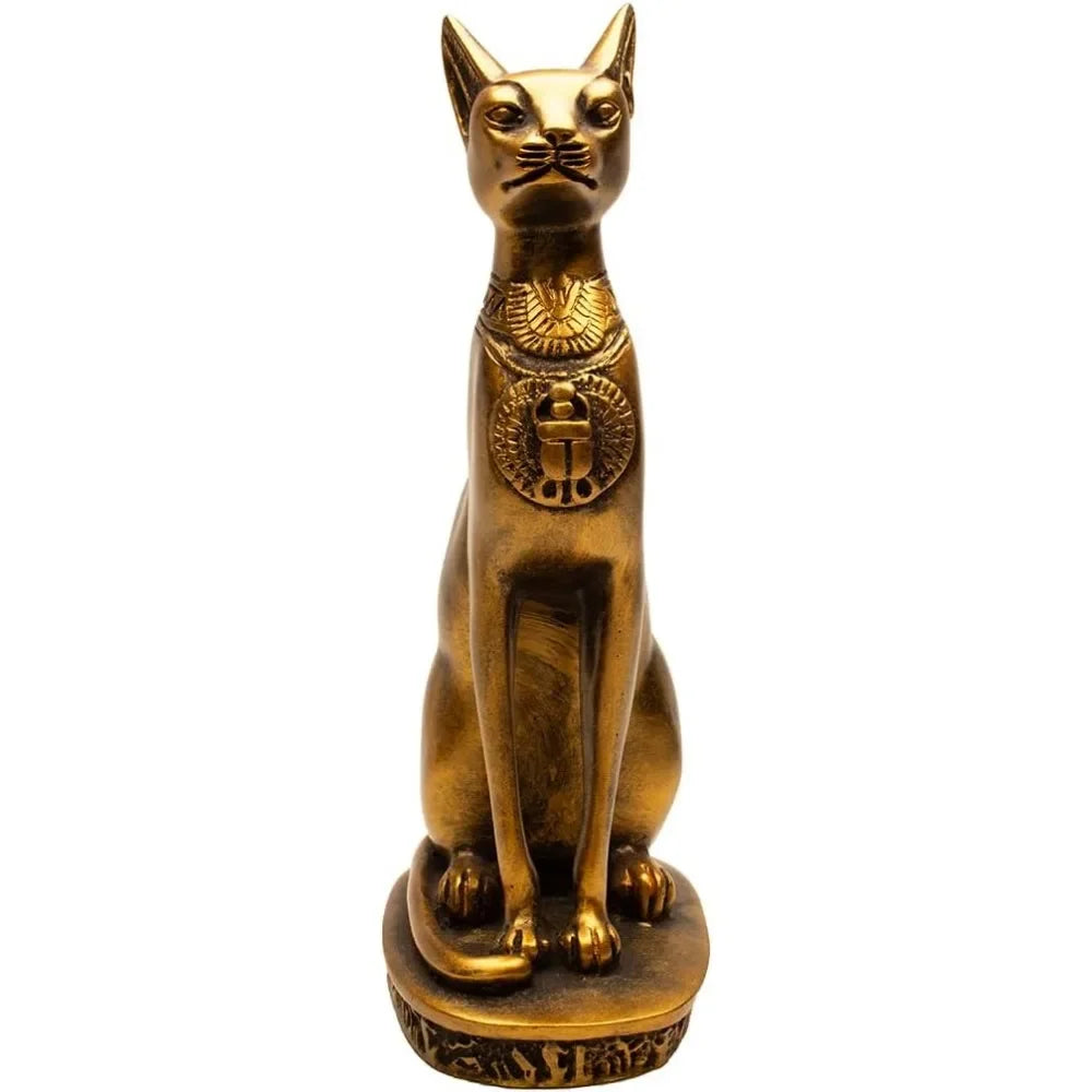 Cat Goddess Statue - 8" Bronze - Egyptian Home Decor Sculpture