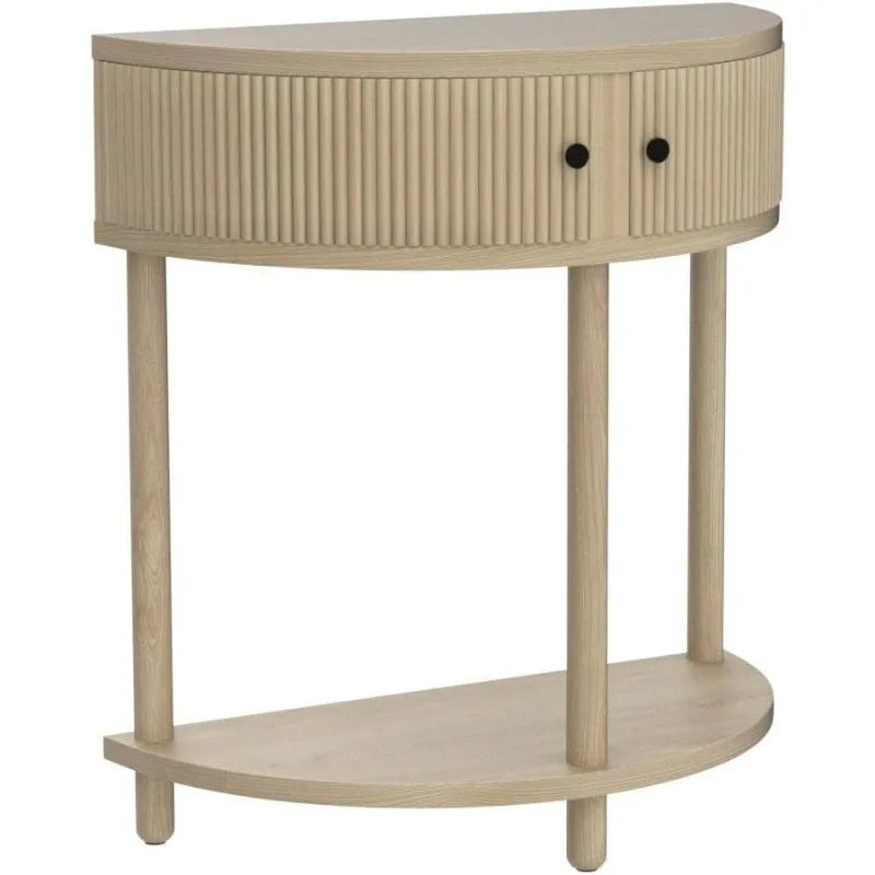 Fluted Half Moon Console Table – Small Entry Table for Modern Living Rooms