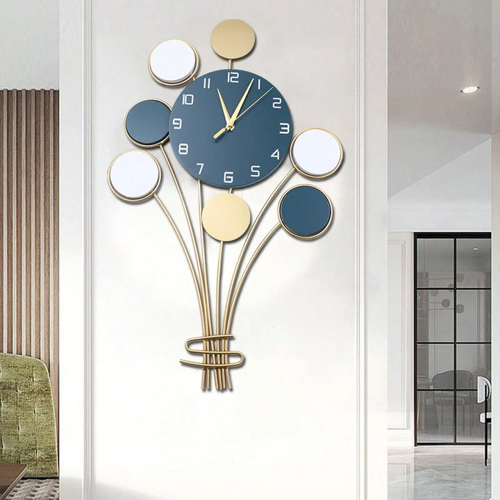 Large Wall Clock - Battery Operated Silent, No Drilling, Hot Air Balloon Design