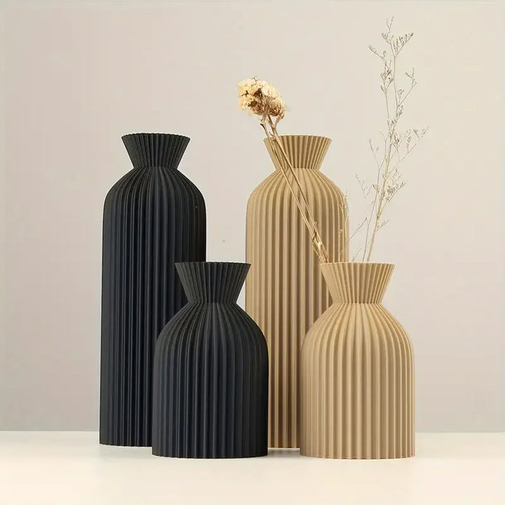 Elegant Black Plastic Vase - Boho Chic Decorative Centerpiece