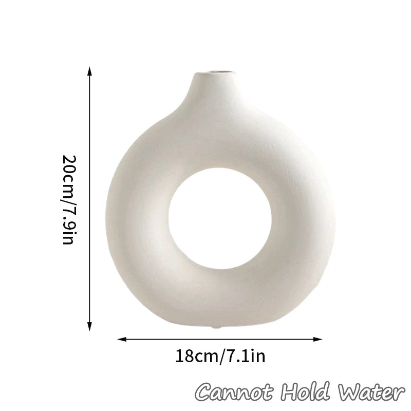 Imitation Ceramic Pure White Donut Vase