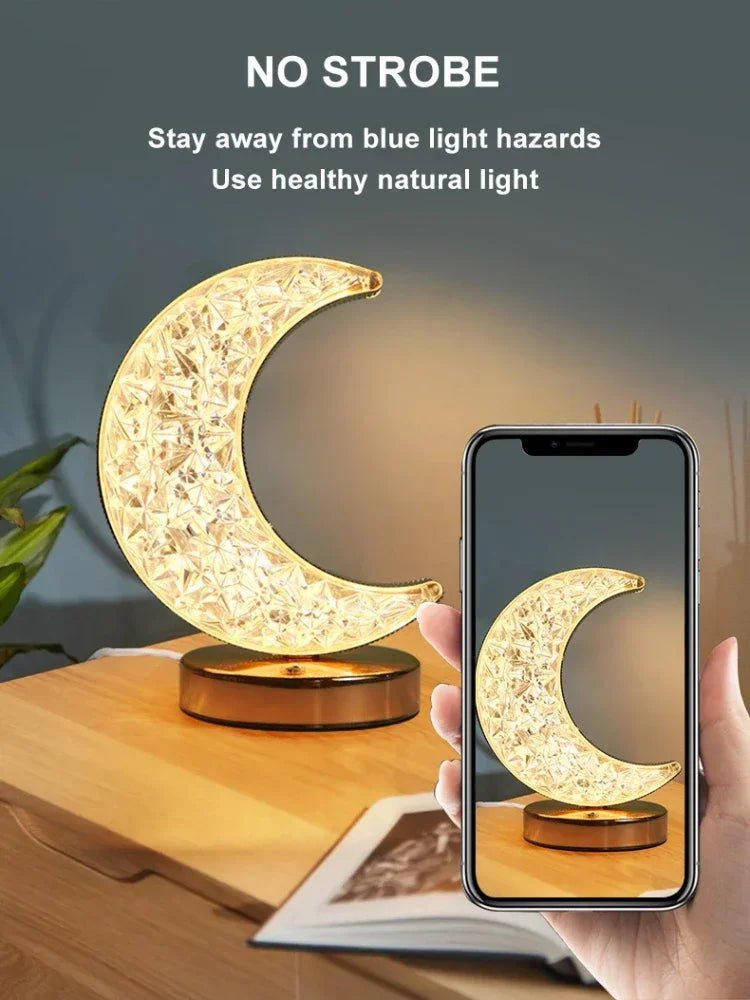 Crystal Touch Dimming Night Light - 3D Moon Lamp for Bedroom Decor