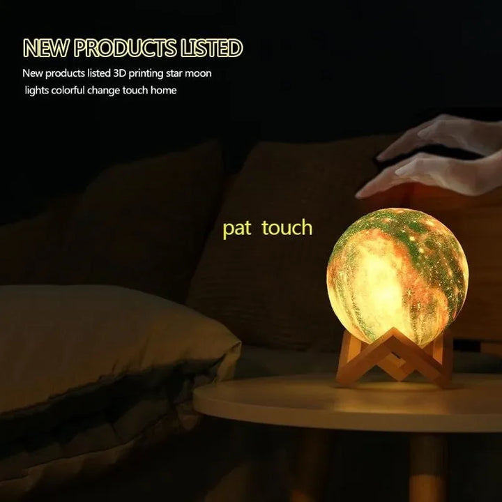 3D Printing Lunar Night Light – Moon Globe Lamp with Wooden Stand