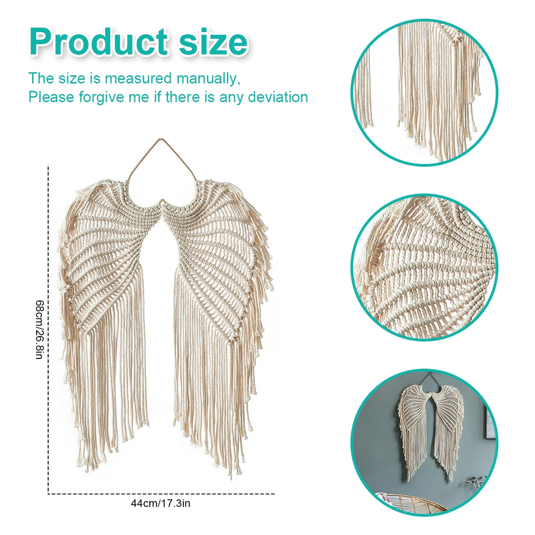 Angel Wing Hanging Tapestry with Tassels – Macrame Cotton Wall Decor