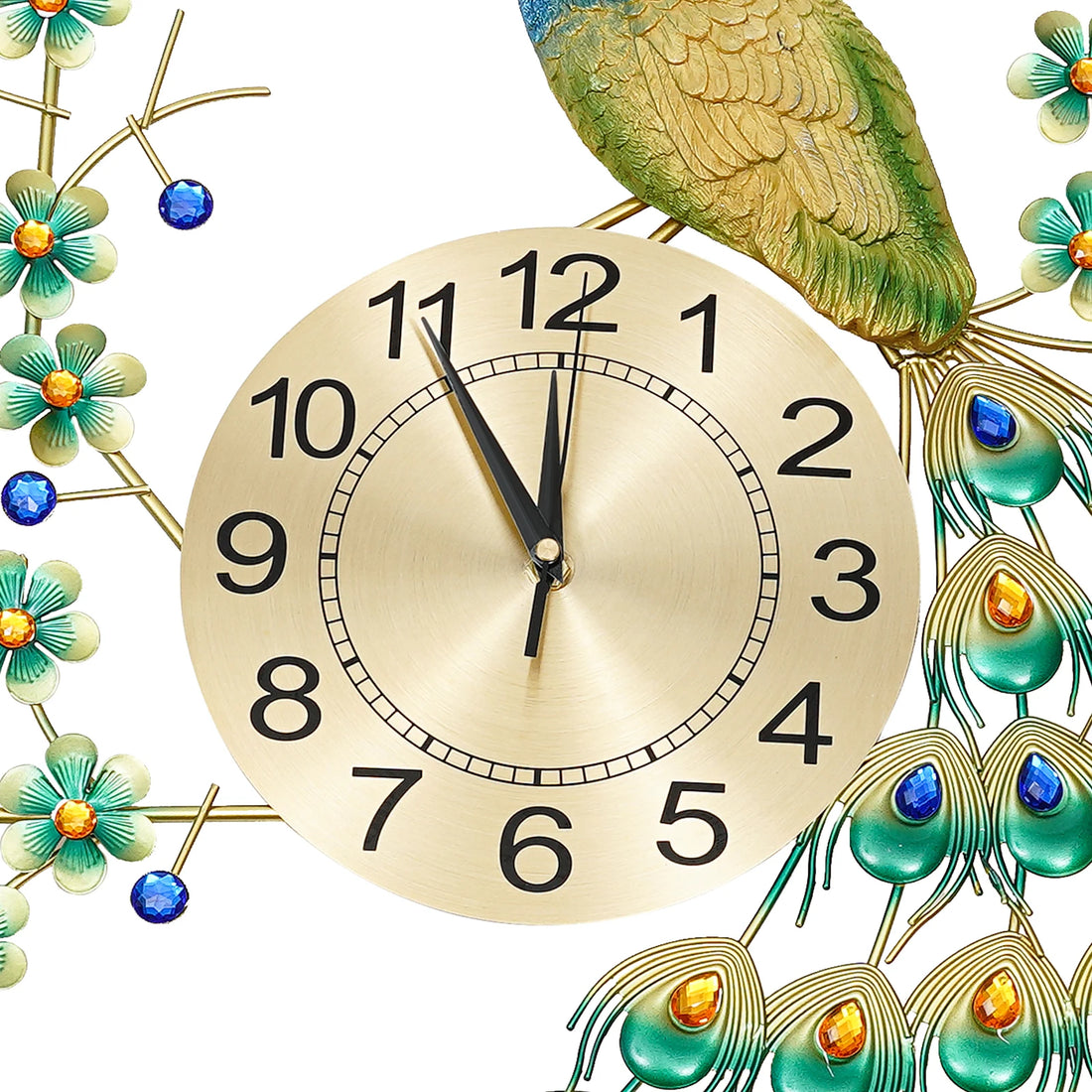 Luxury Peacock Wall Clock - 3D Metal Art with Silent Quartz Movement