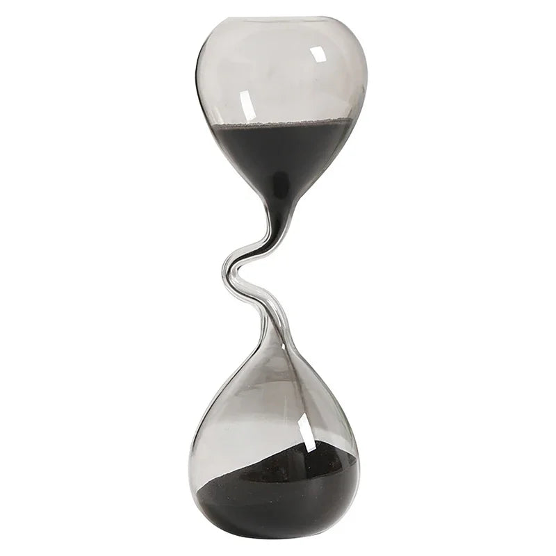 Curve Design Black Hourglass Sand Clock - Modern Home Decor Ornament