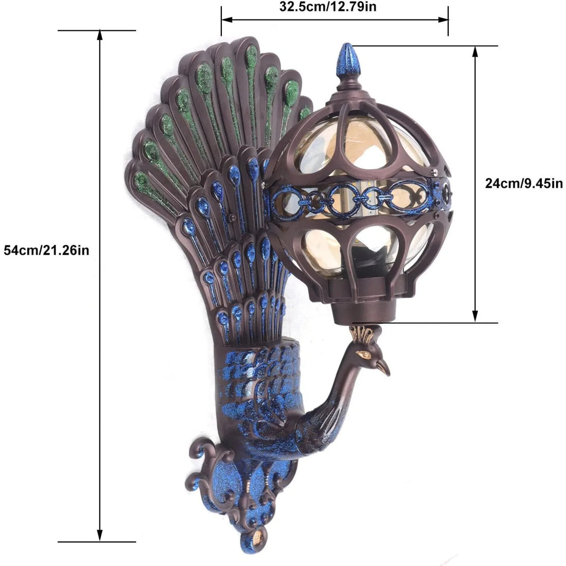 Peacock Wall Light Retro LED Sconce for Porch & Hallway